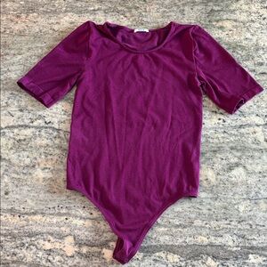 EUC Woolford Knit Cotton Stretch Crewneck Bodysuit in Mulberry Sz S / US 2 - 4